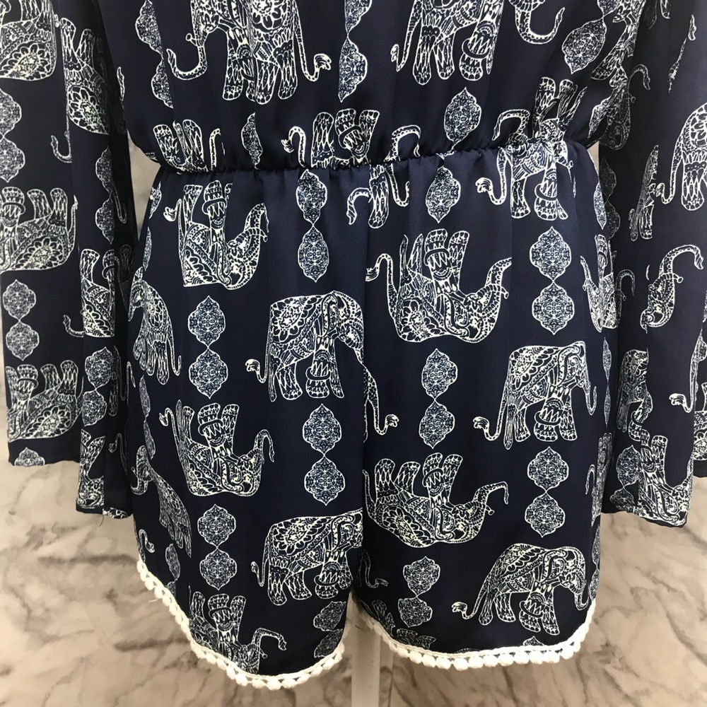 Jesse & J Elephant Print Bohemian Flowy Romper - image 4